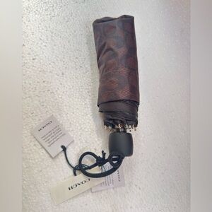 NWT Coach Mini Umbrella in Signature Canvas - Mahogany/Brown